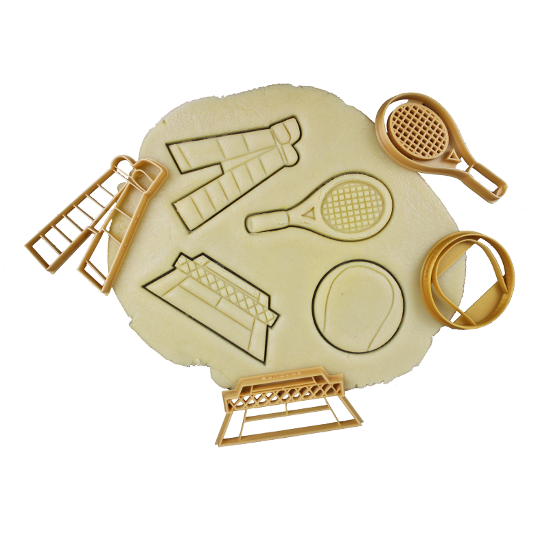 Thème Tennis - Raquette, Balle, Chaise d'arbitrage, Terrain de tennis - Lot d'emporte-pièces