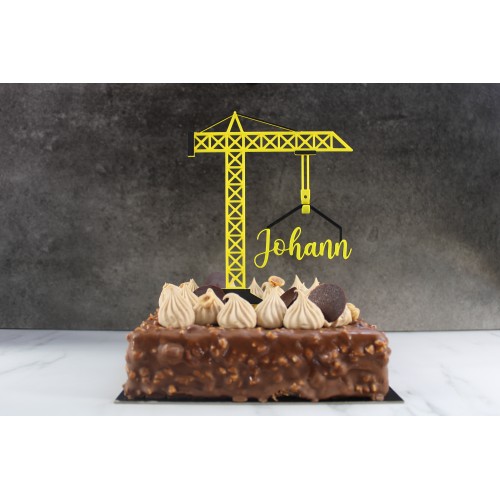 Caketopper Grue de Chantier Personnalisée - Déco Anniversaire Enfant