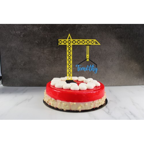 Caketopper Grue de Chantier Personnalisée - Déco Anniversaire Enfant