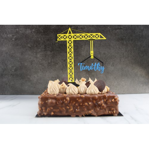 Caketopper Grue de Chantier Personnalisée - Déco Anniversaire Enfant