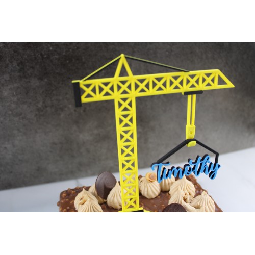 Caketopper Grue de Chantier Personnalisée - Déco Anniversaire Enfant