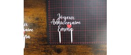 Caketopper Anniversaire Personnalisable - Texte 'Joyeux Anniversaire' - Police 2