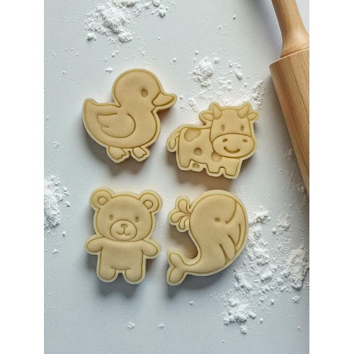 Emporte-pièces animaux enfants – Lot de 4 ou à l’unité – Avec poussoir