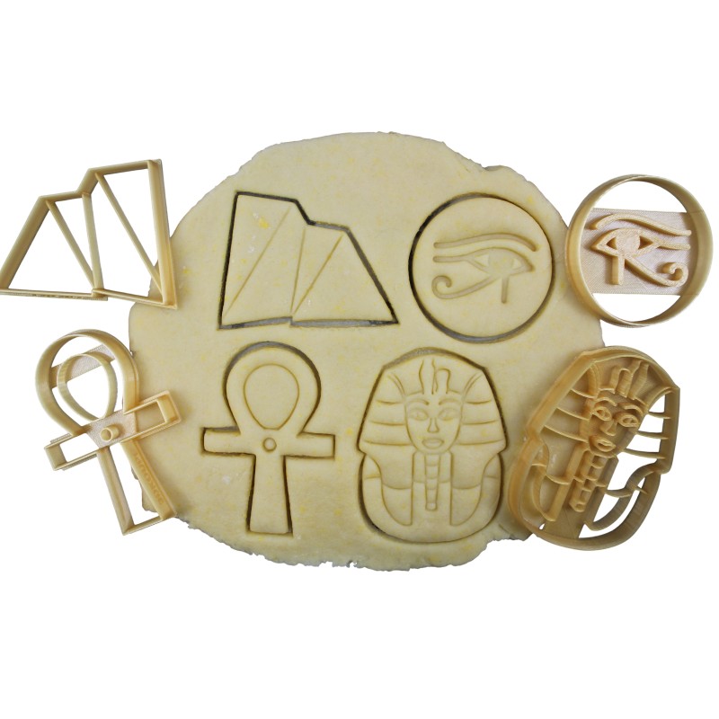 Thème Egypte ancienne - Ankh, Oeil d'horus, Pyramide, Pharaon - Lot d'emporte-pièces