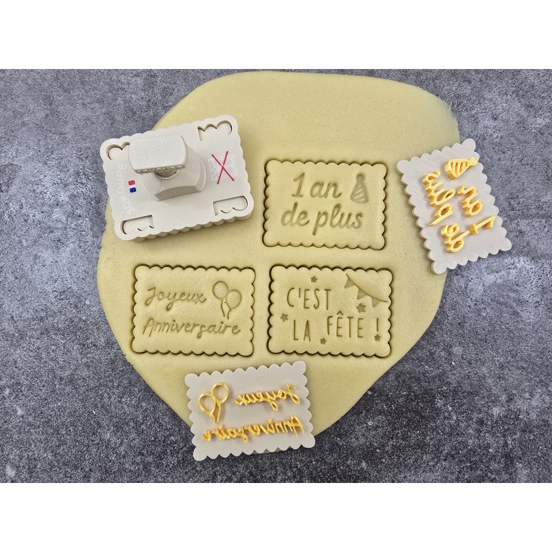 Pivofix - 3 plaques sur le thème Anniversaire - Emporte-pièce à poussoir