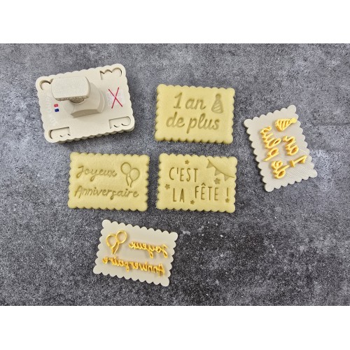 Pivofix - 3 plaques sur le thème Anniversaire - Emporte-pièce à poussoir