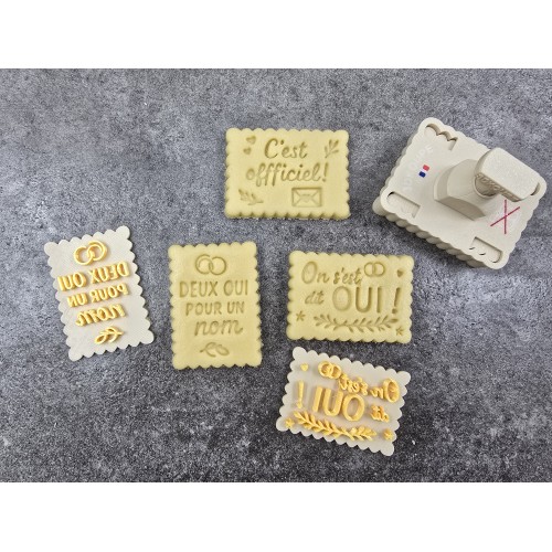 Pivofix - 3 plaques pour annoncer des fiançailles ou un mariage à venir - Emporte-pièce à poussoir