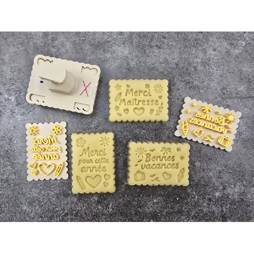 Pivofix - 3 plaques sur le thème fin d'année scolaire - Emporte-pièce à poussoir