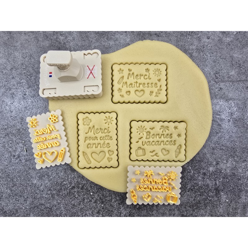 Pivofix - 3 plaques sur le thème fin d'année scolaire - Emporte-pièce à poussoir