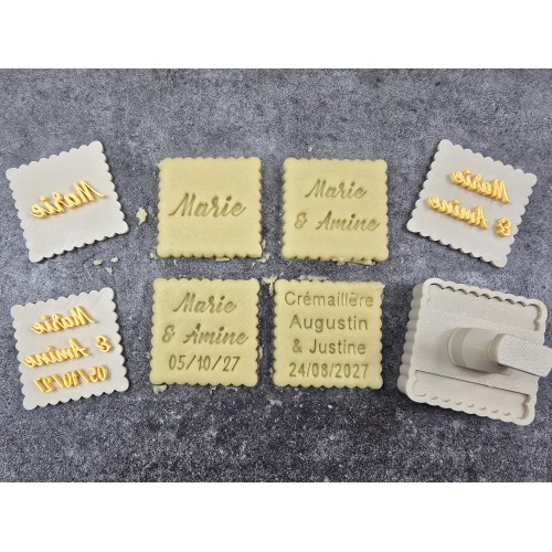 Emporte-pièce petit beurre carré Pivofix - 1 à 4 lignes personnalisables