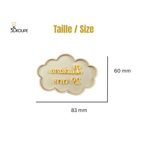 Emporte-pièce nuage Pivofix - 1 à 2 lignes personnalisables