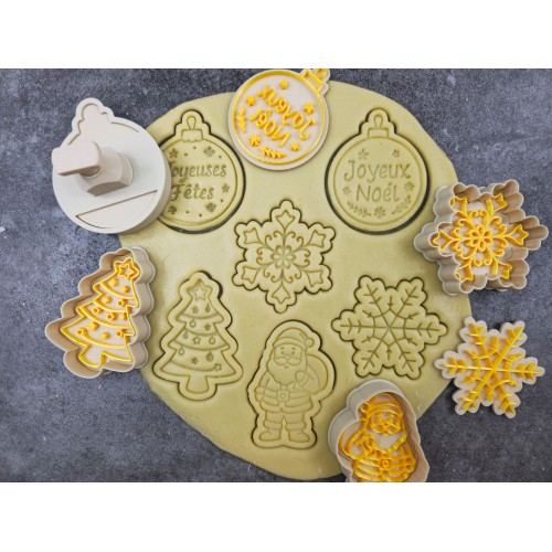Emporte-pièces de Noël – Lot de 6 designs – Avec poussoir