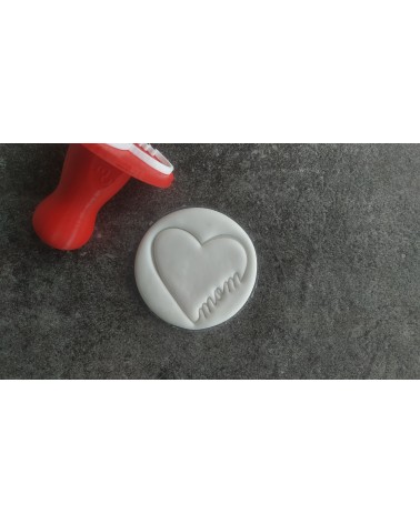 "Coeur avec inscription Mom" - Tampon plastique avec ou sans manche